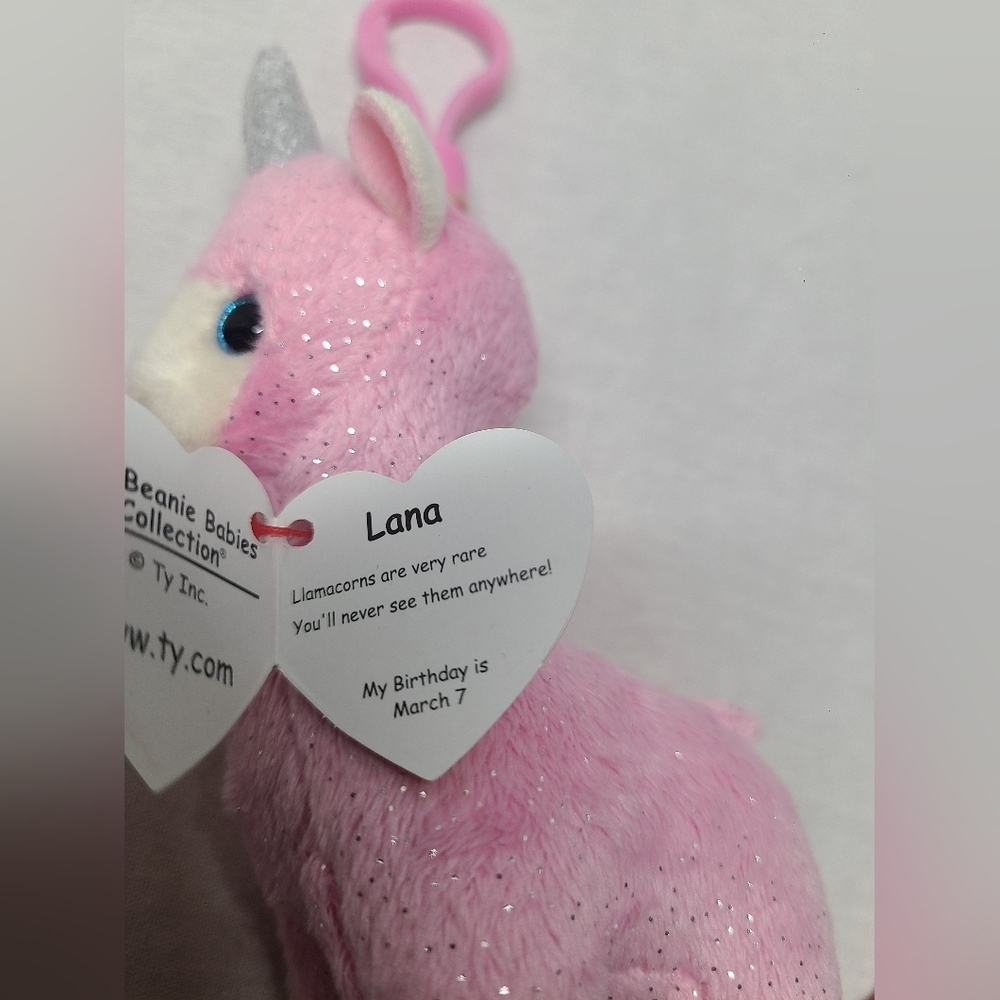 Lana the Llamacorn 2019 Ty Beanie Babies Keyclip Ring 5.5"- NWT - Picture 5 of 5